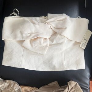 Eliza J Cream Off-Shoulder Top